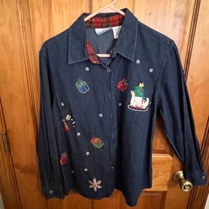 Holiday Denim Shirt!  Cute for party or just wear to go shopping!